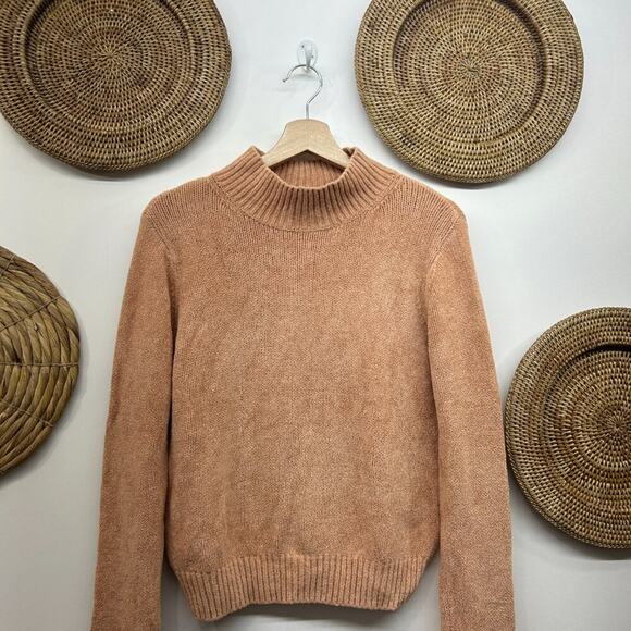 Aritzia Wilfred Peach Pink Turtleneck Mock Neck Chenille Knit Sweater Medium - Picture 4 of 7